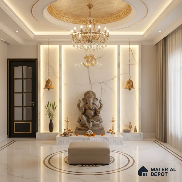 Grey Marble Look Alabaster Sheet/Panel 8 ft x 4 ft - 6 mm | PN 03076 | Suitable for Pooja Room, Feature Wall, Foyer, Ceiling & Reception | Width is Subjected to 5% Variation