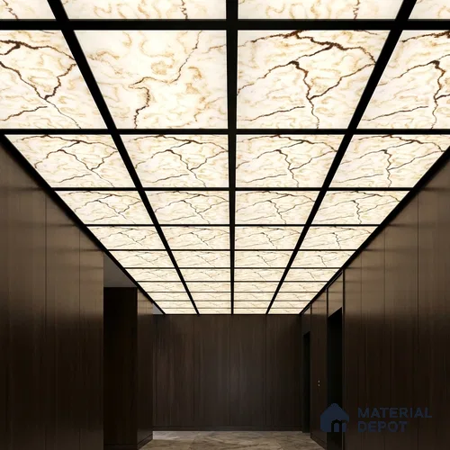 Multi Colour Marble Look Alabaster Sheet/Panel 8 ft x 4 ft - 6 mm | PN 03077 | Suitable for Pooja Room, Feature Wall, Foyer, Ceiling & Reception | Width is Subjected to 5% Variation