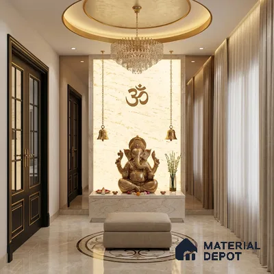 Grey Marble Look Alabaster Sheet/Panel 8 ft x 4 ft - 6 mm | PN 03079 | Suitable for Pooja Room, Feature Wall, Foyer, Ceiling & Reception | Width is Subjected to 5% Variation