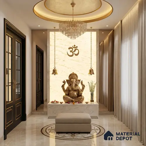 Grey Marble Look Alabaster Sheet/Panel 8 ft x 4 ft - 6 mm | PN 03079 | Suitable for Pooja Room, Feature Wall, Foyer, Ceiling & Reception | Width is Subjected to 5% Variation