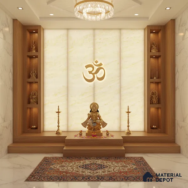 Multi Colour Marble Look Alabaster Sheet/Panel 8 ft x 4 ft - 6 mm | PN 03080 | Suitable for Pooja Room, Feature Wall, Foyer, Ceiling & Reception | Width is Subjected to 5% Variation