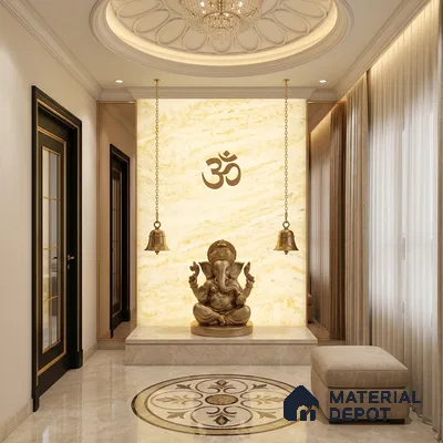 Multi Colour Marble Look Alabaster Sheet/Panel 8 ft x 4 ft - 6 mm | PN 03080 | Suitable for Pooja Room, Feature Wall, Foyer, Ceiling & Reception | Width is Subjected to 5% Variation
