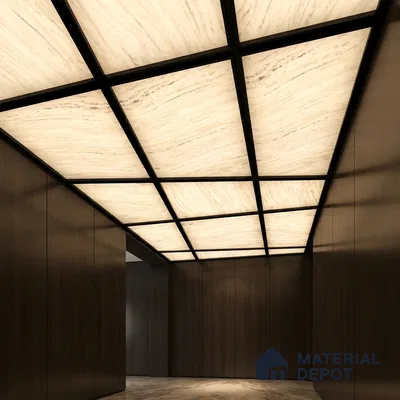 Grey Marble Look Alabaster Sheet/Panel 8 ft x 4 ft - 6 mm | PN 03081 | Suitable for Pooja Room, Feature Wall, Foyer, Ceiling & Reception | Width is Subjected to 5% Variation