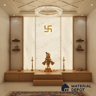 Grey Marble Look Alabaster Sheet/Panel 8 ft x 4 ft - 6 mm | PN 03081 | Suitable for Pooja Room, Feature Wall, Foyer, Ceiling & Reception | Width is Subjected to 5% Variation