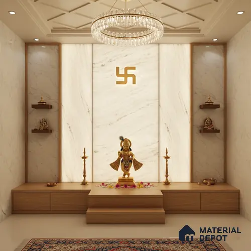Grey Marble Look Alabaster Sheet/Panel 8 ft x 4 ft - 6 mm | PN 03081 | Suitable for Pooja Room, Feature Wall, Foyer, Ceiling & Reception | Width is Subjected to 5% Variation