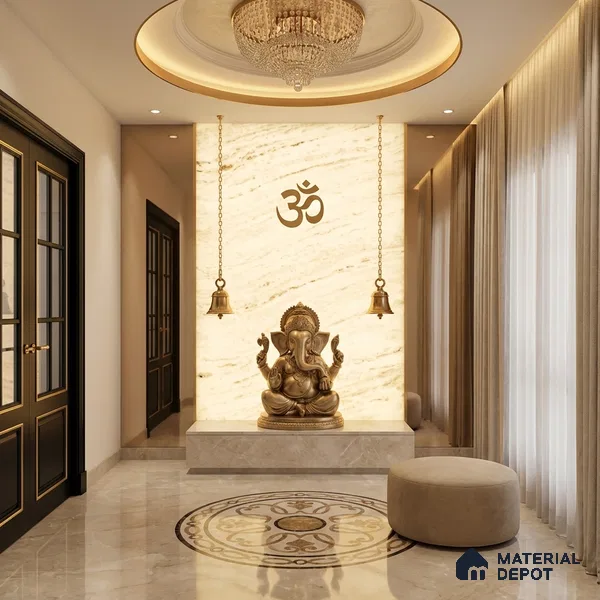 Grey Marble Look Alabaster Sheet/Panel 8 ft x 4 ft - 6 mm | PN 03081 | Suitable for Pooja Room, Feature Wall, Foyer, Ceiling & Reception | Width is Subjected to 5% Variation