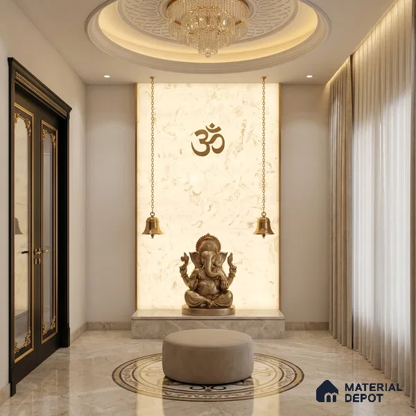 Grey Marble Look Alabaster Sheet/Panel 8 ft x 4 ft - 6 mm | PN 03082 | Suitable for Pooja Room, Feature Wall, Foyer, Ceiling & Reception | Width is Subjected to 5% Variation