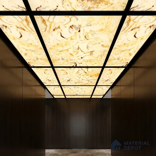 Multi Colour Marble Look Alabaster Sheet/Panel 8 ft x 4 ft - 6 mm | PN 03083 | Suitable for Pooja Room, Feature Wall, Foyer, Ceiling & Reception | Width is Subjected to 5% Variation