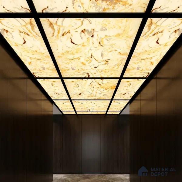 Multi Colour Marble Look Alabaster Sheet/Panel 8 ft x 4 ft - 6 mm | PN 03083 | Suitable for Pooja Room, Feature Wall, Foyer, Ceiling & Reception | Width is Subjected to 5% Variation