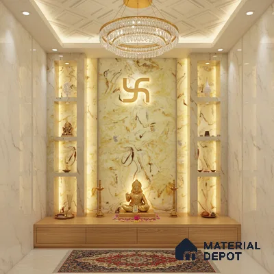 Multi Colour Marble Look Alabaster Sheet/Panel 8 ft x 4 ft - 6 mm | PN 03083 | Suitable for Pooja Room, Feature Wall, Foyer, Ceiling & Reception | Width is Subjected to 5% Variation
