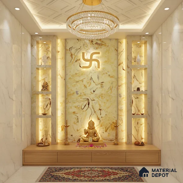 Multi Colour Marble Look Alabaster Sheet/Panel 8 ft x 4 ft - 6 mm | PN 03083 | Suitable for Pooja Room, Feature Wall, Foyer, Ceiling & Reception | Width is Subjected to 5% Variation