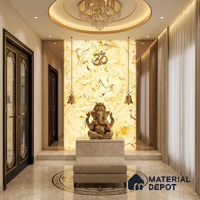 Multi Colour Marble Look Alabaster Sheet/Panel 8 ft x 4 ft - 6 mm | PN 03083 | Suitable for Pooja Room, Feature Wall, Foyer, Ceiling & Reception | Width is Subjected to 5% Variation
