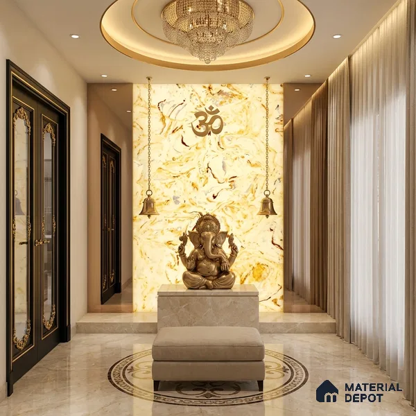 Multi Colour Marble Look Alabaster Sheet/Panel 8 ft x 4 ft - 6 mm | PN 03083 | Suitable for Pooja Room, Feature Wall, Foyer, Ceiling & Reception | Width is Subjected to 5% Variation