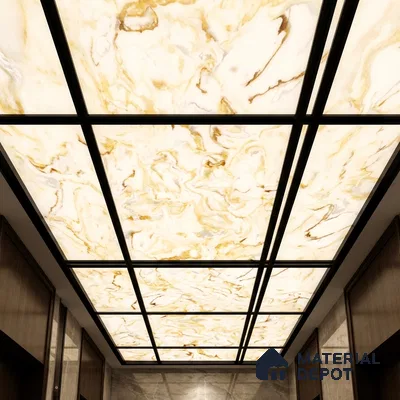 Multi Colour Marble Look Alabaster Sheet/Panel 8 ft x 4 ft - 6 mm | PN 03084 | Suitable for Pooja Room, Feature Wall, Foyer, Ceiling & Reception | Width is Subjected to 5% Variation
