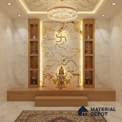 Multi Colour Marble Look Alabaster Sheet/Panel 8 ft x 4 ft - 6 mm | PN 03085 | Suitable for Pooja Room, Feature Wall, Foyer, Ceiling & Reception | Width is Subjected to 5% Variation