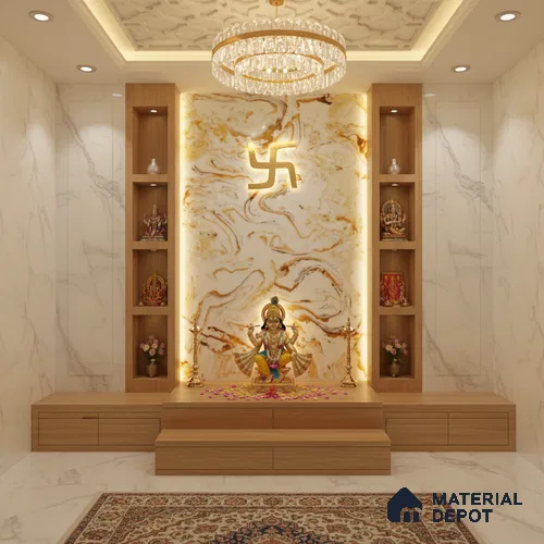 Multi Colour Marble Look Alabaster Sheet/Panel 8 ft x 4 ft - 6 mm | PN 03085 | Suitable for Pooja Room, Feature Wall, Foyer, Ceiling & Reception | Width is Subjected to 5% Variation