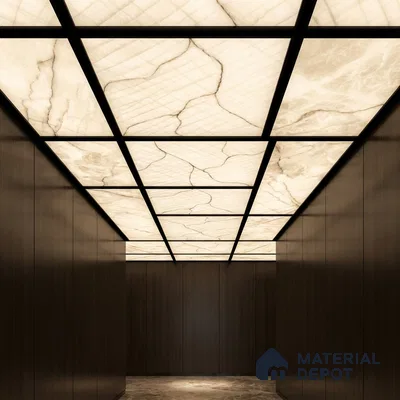 Grey Marble Look Alabaster Sheet/Panel 8 ft x 4 ft - 6 mm | PN 03086 | Suitable for Pooja Room, Feature Wall, Foyer, Ceiling & Reception | Width is Subjected to 5% Variation
