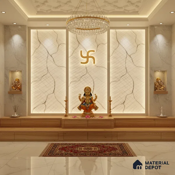 Grey Marble Look Alabaster Sheet/Panel 8 ft x 4 ft - 6 mm | PN 03086 | Suitable for Pooja Room, Feature Wall, Foyer, Ceiling & Reception | Width is Subjected to 5% Variation