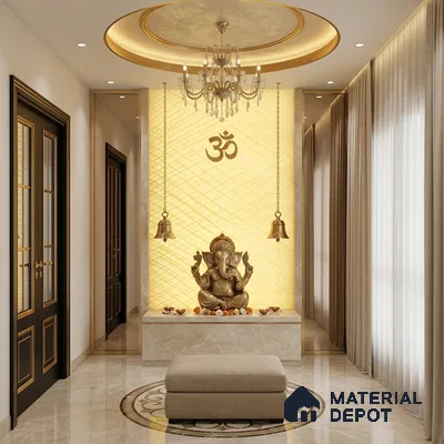 Gold Marble Look Alabaster Sheet/Panel 8 ft x 4 ft - 6 mm | PN 03087 | Suitable for Pooja Room, Feature Wall, Foyer, Ceiling & Reception | Width is Subjected to 5% Variation