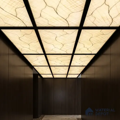 Multi Colour Marble Look Alabaster Sheet/Panel 8 ft x 4 ft - 6 mm | PN 03089 | Suitable for Pooja Room, Feature Wall, Foyer, Ceiling & Reception | Width is Subjected to 5% Variation