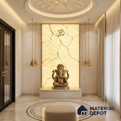 Multi Colour Marble Look Alabaster Sheet/Panel 8 ft x 4 ft - 6 mm | PN 03089 | Suitable for Pooja Room, Feature Wall, Foyer, Ceiling & Reception | Width is Subjected to 5% Variation