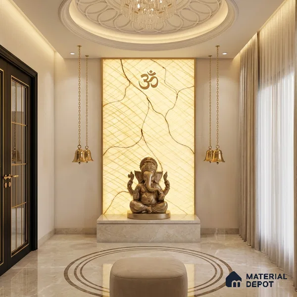 Multi Colour Marble Look Alabaster Sheet/Panel 8 ft x 4 ft - 6 mm | PN 03089 | Suitable for Pooja Room, Feature Wall, Foyer, Ceiling & Reception | Width is Subjected to 5% Variation