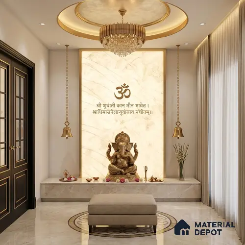 White Marble Look Alabaster Sheet/Panel 8 ft x 4 ft - 6 mm | PN 03090 | Suitable for Pooja Room, Feature Wall, Foyer, Ceiling & Reception | Width is Subjected to 5% Variation
