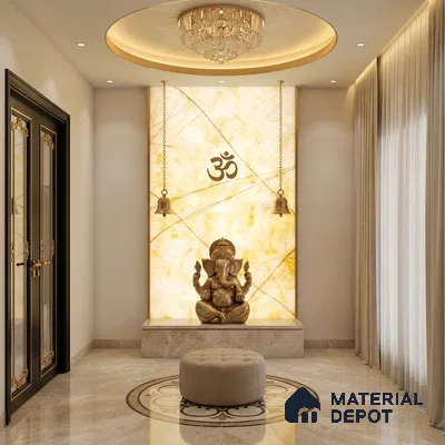 Multi Colour Marble Look Alabaster Sheet/Panel 8 ft x 4 ft - 6 mm | PN 03091 | Suitable for Pooja Room, Feature Wall, Foyer, Ceiling & Reception | Width is Subjected to 5% Variation
