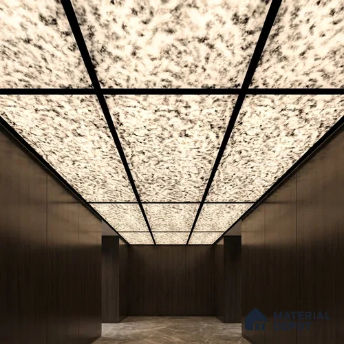 Multi Colour Stone Look Alabaster Sheet/Panel 8 ft x 4 ft - 6 mm | PN 03093 | Suitable for Pooja Room, Feature Wall, Foyer, Ceiling & Reception | Width is Subjected to 5% Variation