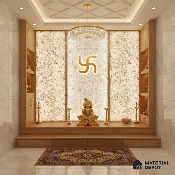 Multi Colour Stone Look Alabaster Sheet/Panel 8 ft x 4 ft - 6 mm | PN 03093 | Suitable for Pooja Room, Feature Wall, Foyer, Ceiling & Reception | Width is Subjected to 5% Variation