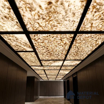 Multi Colour Stone Look Alabaster Sheet/Panel 8 ft x 4 ft - 6 mm | PN 03095 | Suitable for Pooja Room, Feature Wall, Foyer, Ceiling & Reception | Width is Subjected to 5% Variation