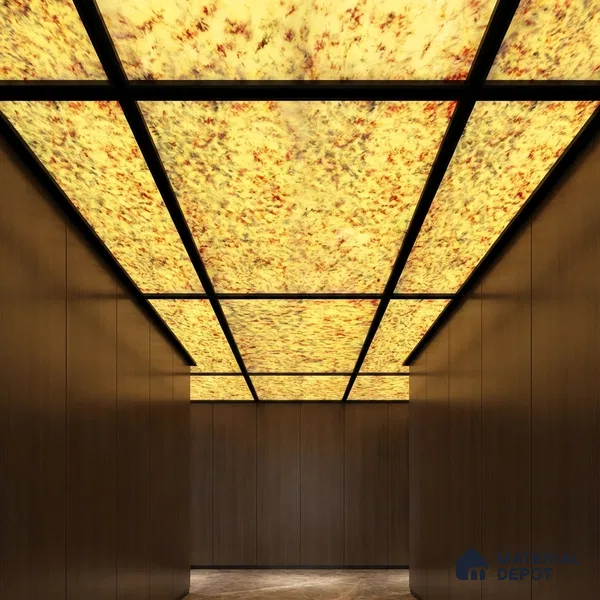 Multi Colour Stone Look Alabaster Sheet/Panel 8 ft x 4 ft - 6 mm | PN 03096 | Suitable for Pooja Room, Feature Wall, Foyer, Ceiling & Reception | Width is Subjected to 5% Variation