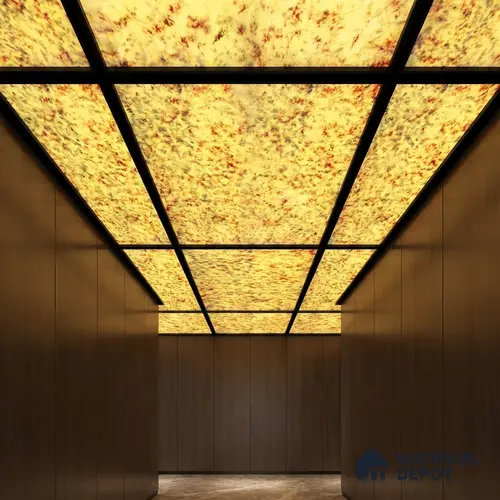 Multi Colour Stone Look Alabaster Sheet/Panel 8 ft x 4 ft - 6 mm | PN 03096 | Suitable for Pooja Room, Feature Wall, Foyer, Ceiling & Reception | Width is Subjected to 5% Variation