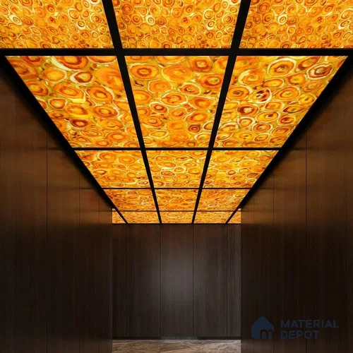 Multi Colour Stone Look Alabaster Sheet/Panel 8 ft x 4 ft - 6 mm | PN 03098 | Suitable for Pooja Room, Feature Wall, Foyer, Ceiling & Reception | Width is Subjected to 5% Variation