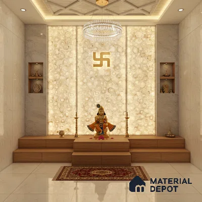 Multi Colour Stone Look Alabaster Sheet/Panel 8 ft x 4 ft - 6 mm | PN 03099 | Suitable for Pooja Room, Feature Wall, Foyer, Ceiling & Reception | Width is Subjected to 5% Variation