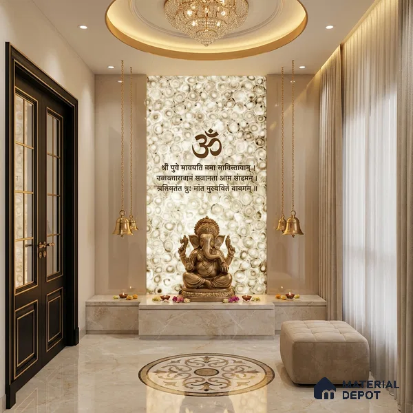 Multi Colour Stone Look Alabaster Sheet/Panel 8 ft x 4 ft - 6 mm | PN 03099 | Suitable for Pooja Room, Feature Wall, Foyer, Ceiling & Reception | Width is Subjected to 5% Variation