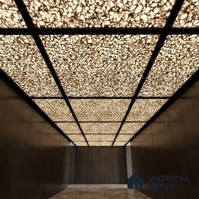 Multi Colour Stone Look Alabaster Sheet/Panel 8 ft x 4 ft - 8 mm | PN 03101 | Suitable for Pooja Room, Feature Wall, Foyer, Ceiling & Reception | Width is Subjected to 5% Variation