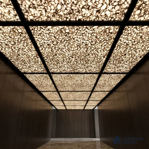 Multi Colour Stone Look Alabaster Sheet/Panel 8 ft x 4 ft - 8 mm | PN 03101 | Suitable for Pooja Room, Feature Wall, Foyer, Ceiling & Reception | Width is Subjected to 5% Variation