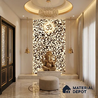 Multi Colour Stone Look Alabaster Sheet/Panel 8 ft x 4 ft - 8 mm | PN 03101 | Suitable for Pooja Room, Feature Wall, Foyer, Ceiling & Reception | Width is Subjected to 5% Variation