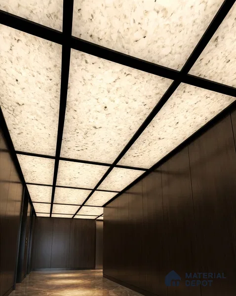 White Stone Look Alabaster Sheet/Panel 8 ft x 4 ft - 8 mm | PN 03102 | Suitable for Pooja Room, Feature Wall, Foyer, Ceiling & Reception | Width is Subjected to 5% Variation