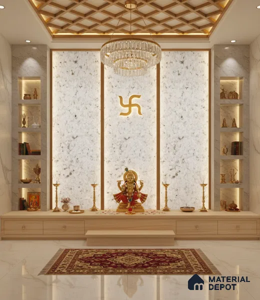 White Stone Look Alabaster Sheet/Panel 8 ft x 4 ft - 8 mm | PN 03102 | Suitable for Pooja Room, Feature Wall, Foyer, Ceiling & Reception | Width is Subjected to 5% Variation