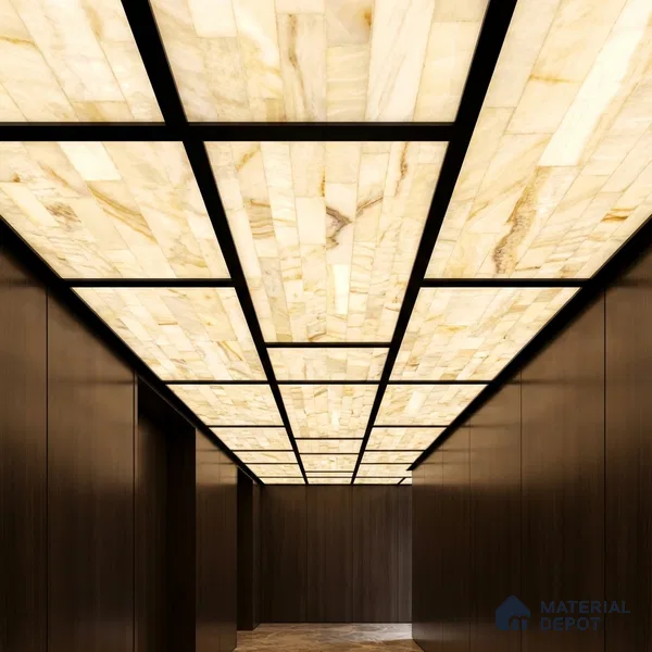 Multi Colour Stone Look Alabaster Sheet/Panel 8 ft x 2 ft - 8 mm | PN 03103 | Suitable for Pooja Room, Feature Wall, Foyer, Ceiling & Reception | Width is Subjected to 5% Variation