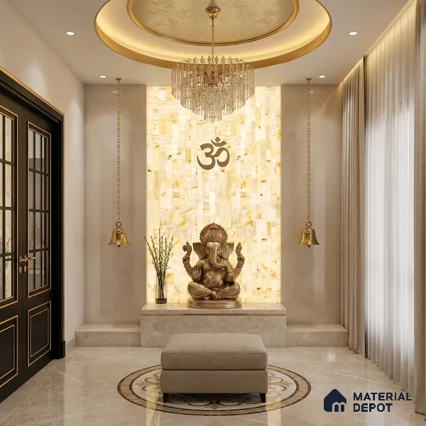 Multi Colour Stone Look Alabaster Sheet/Panel 8 ft x 2 ft - 8 mm | PN 03103 | Suitable for Pooja Room, Feature Wall, Foyer, Ceiling & Reception | Width is Subjected to 5% Variation