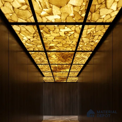 Multi Colour Stone Look Alabaster Sheet/Panel 8 ft x 2 ft - 8 mm | PN 03105 | Suitable for Pooja Room, Feature Wall, Foyer, Ceiling & Reception | Width is Subjected to 5% Variation