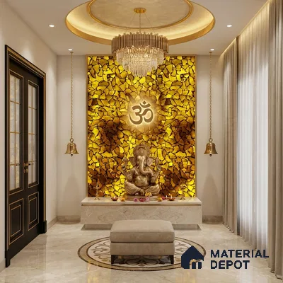 Multi Colour Stone Look Alabaster Sheet/Panel 8 ft x 2 ft - 8 mm | PN 03105 | Suitable for Pooja Room, Feature Wall, Foyer, Ceiling & Reception | Width is Subjected to 5% Variation