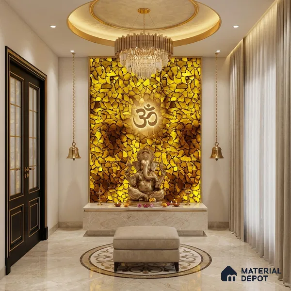 Multi Colour Stone Look Alabaster Sheet/Panel 8 ft x 2 ft - 8 mm | PN 03105 | Suitable for Pooja Room, Feature Wall, Foyer, Ceiling & Reception | Width is Subjected to 5% Variation