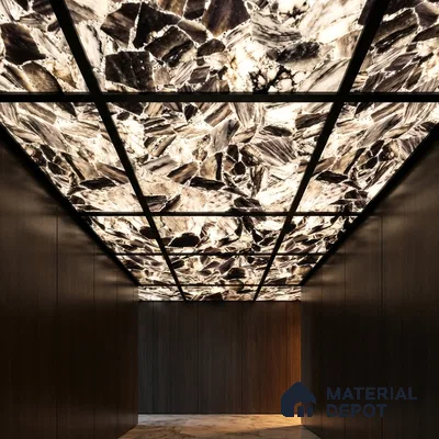 Multi Colour Stone Look Alabaster Sheet/Panel 8 ft x 2 ft - 8 mm | PN 03106 | Suitable for Pooja Room, Feature Wall, Foyer, Ceiling & Reception | Width is Subjected to 5% Variation
