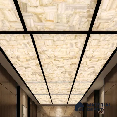 Multi Colour Stone Look Alabaster Sheet/Panel 8 ft x 2 ft - 8 mm | PN 03107 | Suitable for Pooja Room, Feature Wall, Foyer, Ceiling & Reception | Width is Subjected to 5% Variation