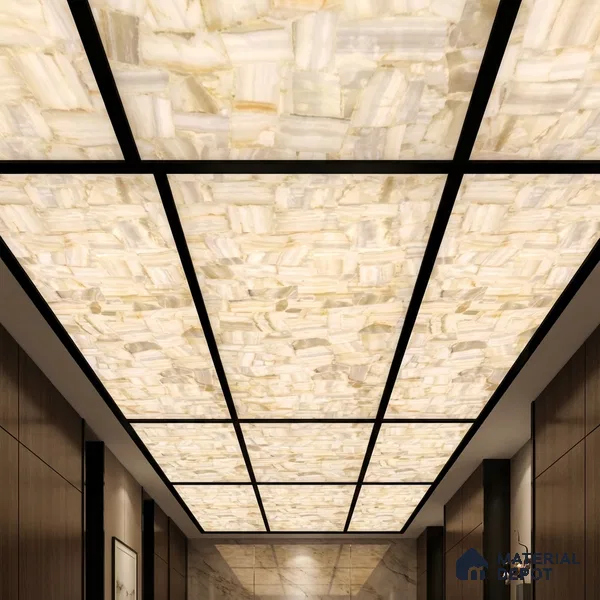 Multi Colour Stone Look Alabaster Sheet/Panel 8 ft x 2 ft - 8 mm | PN 03107 | Suitable for Pooja Room, Feature Wall, Foyer, Ceiling & Reception | Width is Subjected to 5% Variation