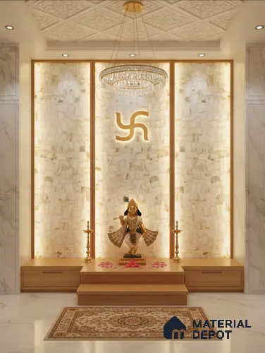Multi Colour Stone Look Alabaster Sheet/Panel 8 ft x 2 ft - 8 mm | PN 03107 | Suitable for Pooja Room, Feature Wall, Foyer, Ceiling & Reception | Width is Subjected to 5% Variation
